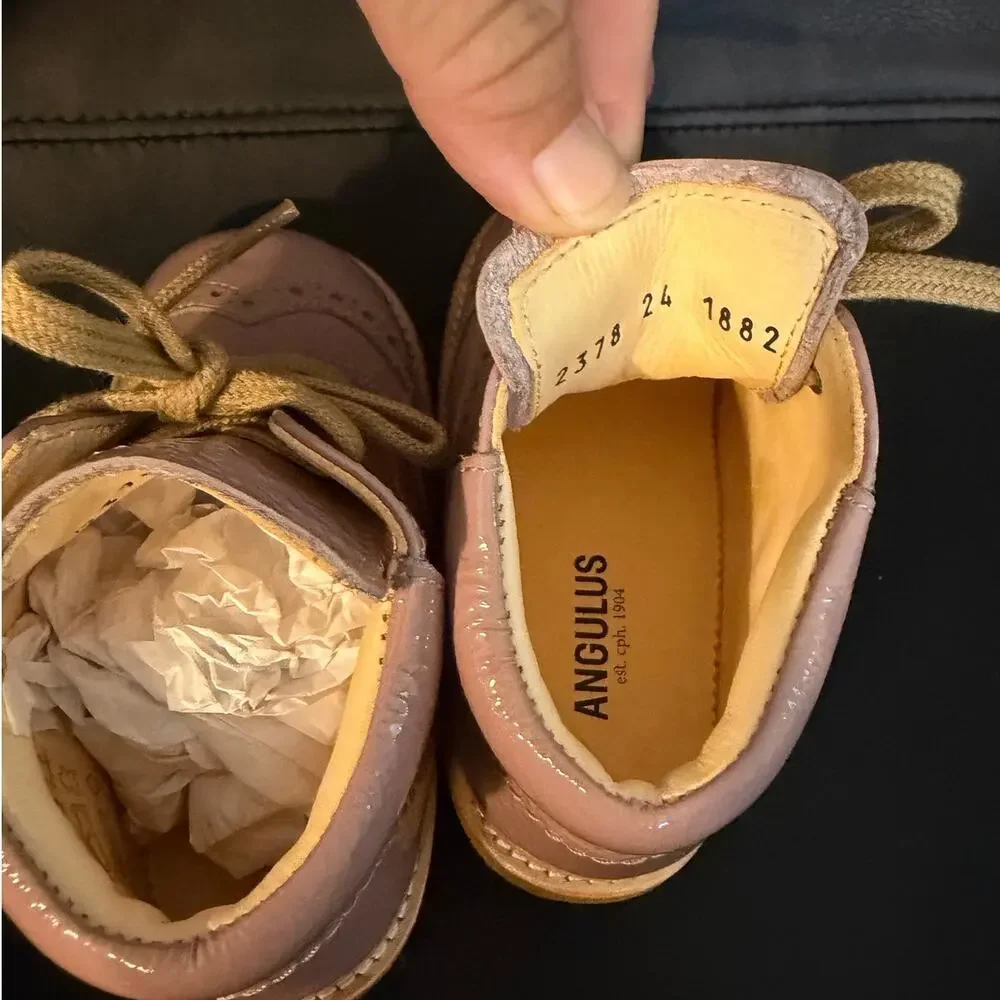Angulus Patent Wingtip Baby / toddler Bootie in Rose, EU size 24 US size 7.5